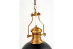 Lampadario a sospensione in stile industriale ETTORE Nero e Ottone