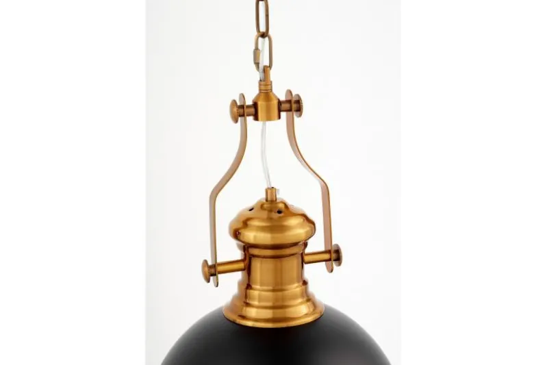 Lampadario a sospensione in stile industriale ETTORE Nero e Ottone