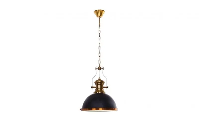 Lampadario a sospensione in stile industriale ETTORE Nero e Ottone