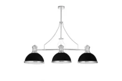 Lampadario a sospensione in stile industriale 3 luci nero e cromato ETTORE W3