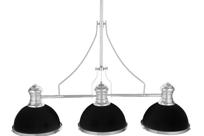 Lampadario a sospensione in stile industriale 3 luci nero e cromato ETTORE W3