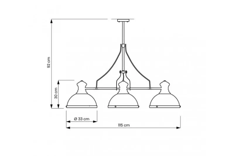 Lampadario a sospensione in stile industriale 3 luci nero e cromato ETTORE W3