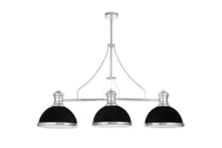 Lampadario a sospensione in stile industriale 3 luci nero e cromato ETTORE W3