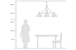 Lampadario a sospensione in stile industriale 3 luci nero e cromato ETTORE W3