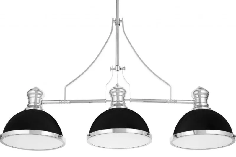 Lampadario a sospensione in stile industriale 3 luci nero e cromato ETTORE W3