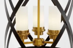 Lampadario a sospensione metallo nero e ottone a gabbia ASTILA W3
