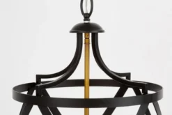 Lampadario a sospensione metallo nero e ottone a gabbia ASTILA W3