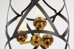 Lampadario a sospensione metallo nero e ottone a gabbia ASTILA W3