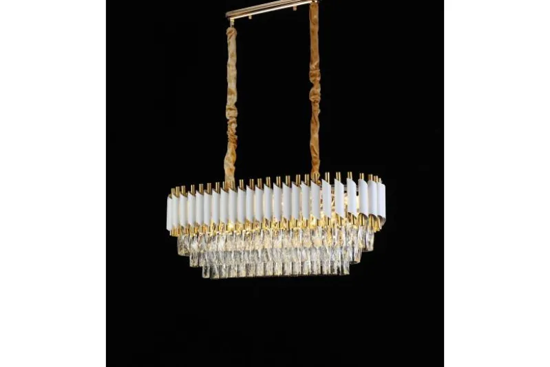 Lampadario a sospensione moderno cristalli bianco e oro MAZINI PRO