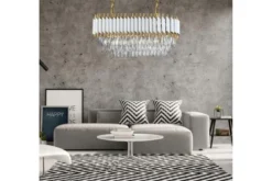 Lampadario a sospensione moderno cristalli bianco e oro MAZINI PRO