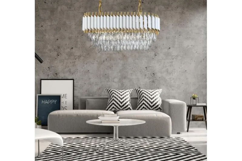 Lampadario a sospensione moderno cristalli bianco e oro MAZINI PRO