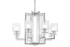 Lampadario a sospensione moderno di metallo cromato MANHATTAN W8