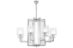Lampadario a sospensione moderno di metallo cromato MANHATTAN W8