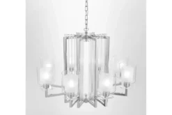 Lampadario a sospensione moderno di metallo cromato MANHATTAN W8