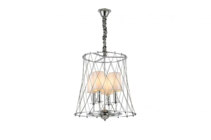 Lampadario a sospensione moderno in gabbia di metallo colore cromo BERTON