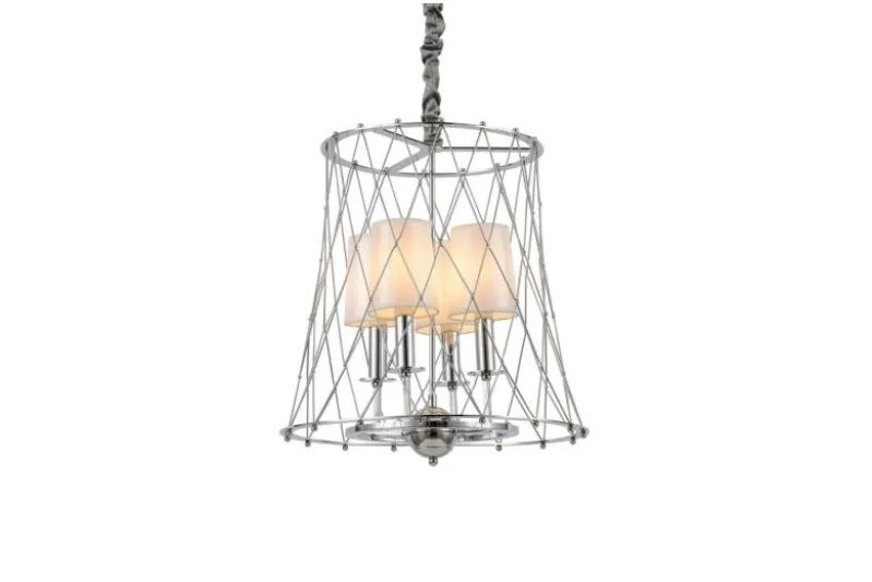 Lampadario a sospensione moderno in gabbia di metallo colore cromo BERTON