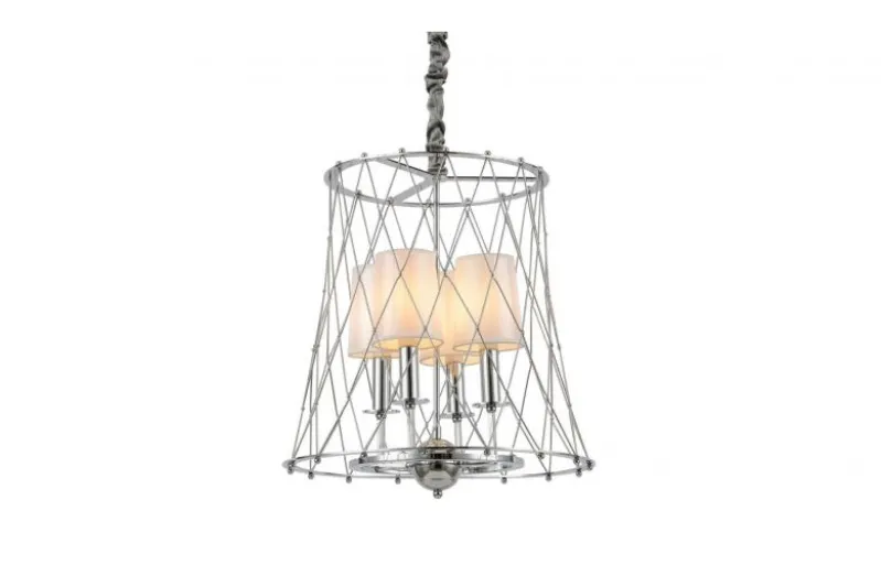 Lampadario a sospensione moderno in gabbia di metallo colore cromo BERTON