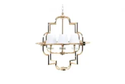Lampadario a sospensione moderno in metallo colore oro con paralume bianco BALTIMORE W4