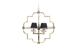 Lampadario a sospensione moderno in metallo colore oro con paralume nero BALTIMORE W4