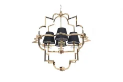 Lampadario a sospensione moderno in metallo colore oro con paralume nero BALTIMORE W4