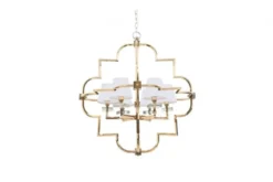 Lampadario a sospensione moderno in metallo colore oro con paralume bianco BALTIMORE W6