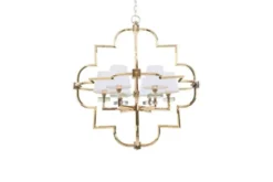 Lampadario a sospensione moderno in metallo colore oro con paralume bianco BALTIMORE W6