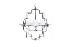 Lampadario a sospensione moderno in metallo cromato con paralume bianco BALTIMORE W4