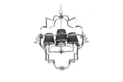 Lampadario a sospensione moderno in metallo cromato con paralume nero BALTIMORE W4