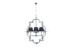 Lampadario a sospensione moderno in metallo cromato con paralume nero BALTIMORE W4