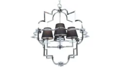 Lampadario a sospensione moderno in metallo cromato con paralume nero BALTIMORE W4