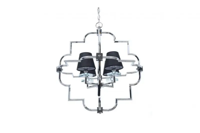 Lampadario a sospensione moderno in metallo cromato con paralume nero BALTIMORE W4