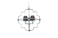 Lampadario a sospensione moderno in metallo cromato con paralume nero BALTIMORE W4
