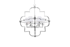 Lampadario a sospensione moderno in metallo cromato con paralume bianco BALTIMORE W6