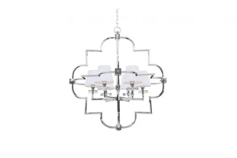 Lampadario a sospensione moderno in metallo cromato con paralume bianco BALTIMORE W6