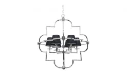 Lampadario a sospensione moderno in metallo cromato con paralume nero BALTIMORE W6