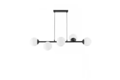 Lampadario a sospensione nero con placca 6 sfere FINO W6
