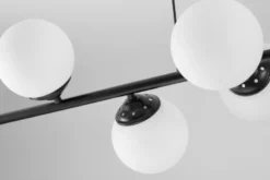 Lampadario a sospensione nero 8 sfere con piastra rettangolare a soffitto FINO W8