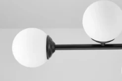 Lampadario a sospensione nero 8 sfere con piastra rettangolare a soffitto FINO W8