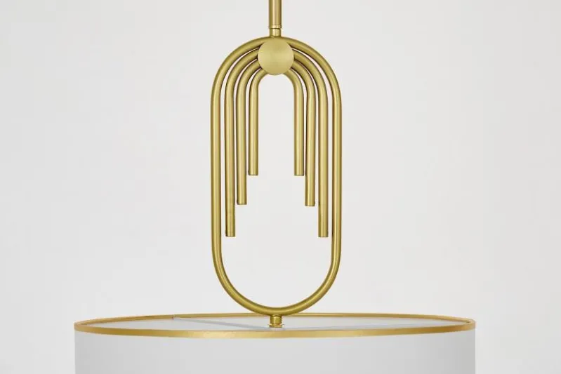 Lampadario a sospensione ottone con paralume bianco ZANETTI TRIO