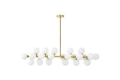 Lampadario a sospensione palle bianche asta orizzontale ottone PETRICA W24