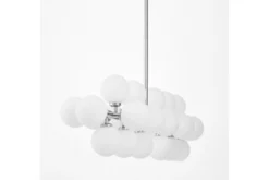 Lampadario a sospensione palle bianche ramo cromato PETRICA W24