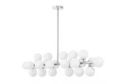 Lampadario a sospensione palle bianche ramo cromato PETRICA W24