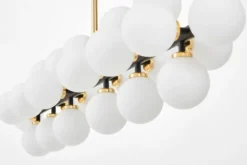 Lampadario a sospensione sfere bianche struttura nero oro caldo PETRICA W24
