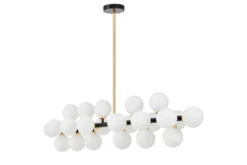 Lampadario a sospensione sfere bianche struttura nero oro caldo PETRICA W24