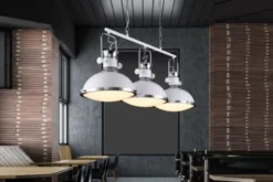 Lampadario a sospensione stile industriale vintage BATORE W3 Bianco