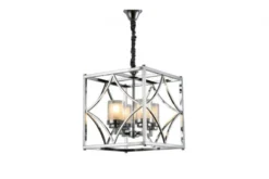 Lampadario a sospensione stile industriale vintage in gabbia di metallo colore cromo QUADRATO