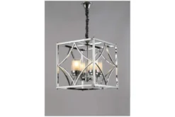 Lampadario a sospensione stile industriale vintage in gabbia di metallo colore cromo QUADRATO