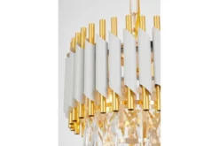 LAMPADARIO CLASSICO IN CRISTALLO MAZINI BIANCO E ORO D25
