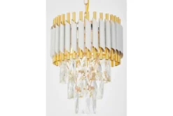 LAMPADARIO CLASSICO IN CRISTALLO MAZINI BIANCO E ORO D25