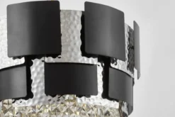 LAMPADARIO CLASSICO IN CRISTALLO NERO E CROMO MOLINA D40